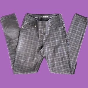 Black Plaid Denim Pants